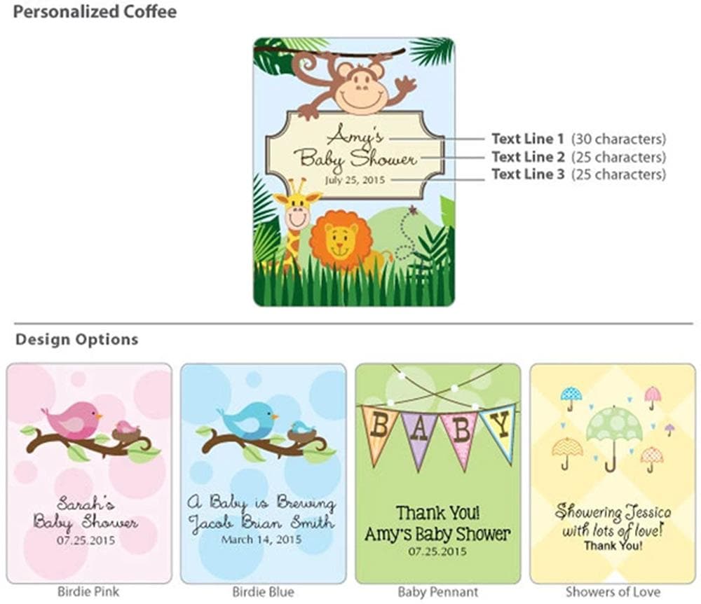 Personalized Baby Coffee Favors - Silver or White (Many Designs Available)