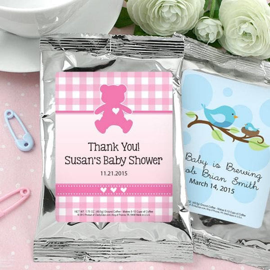 Personalized Baby Coffee Favors - Silver or White (Many Designs Available)