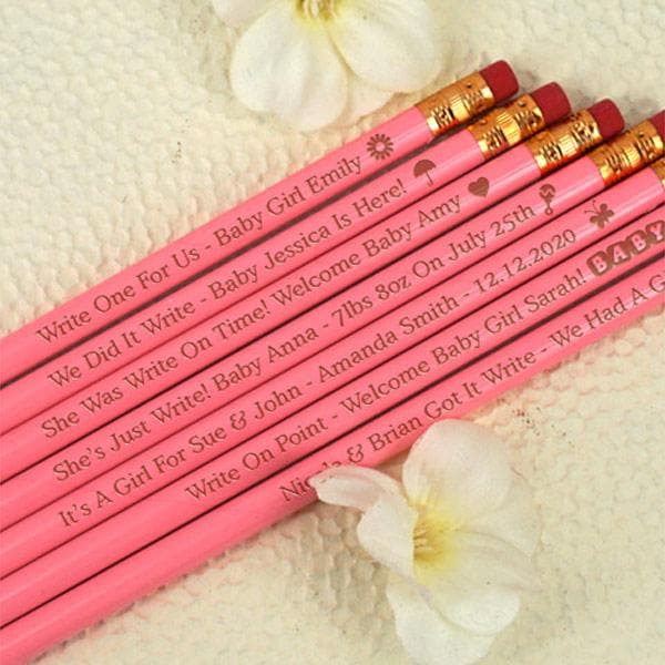 Baby Shower Pencils (Available in Pink or Blue) - Set of 12