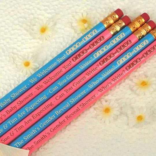 Gender Reveal "Pink or Blue" Personalized Pencils (Set of 2)