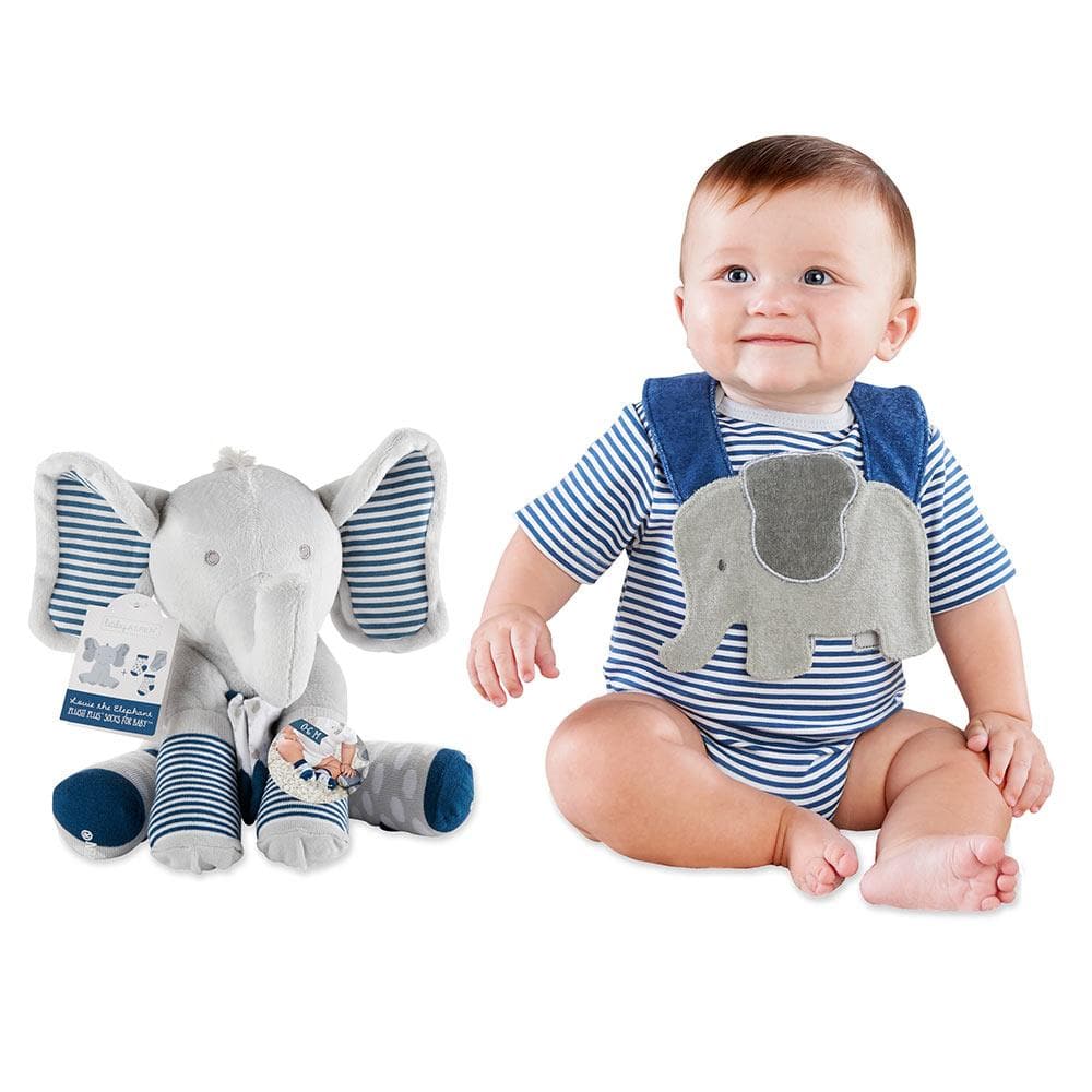 Little Peanut Gift Set with Elephant Layette, Bib, Socks & Plush