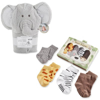 Thumbnail for Safari Gift Set with Elephant Hooded Towel & 4-Pair Sock Set