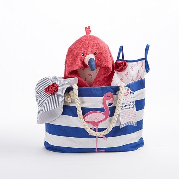 Flamingo 4-Piece Nautical Gift Set with Canvas Tote for Mom