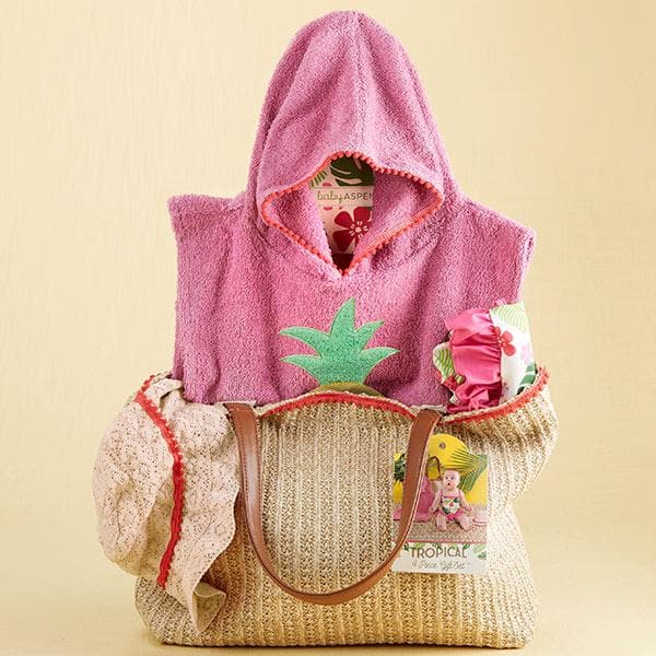 Tropical 4-Piece Gift Set with Raffia Tote for Mom - Girl