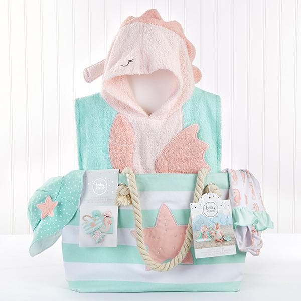 Seahorse 4-Piece Beach Gift Set with Canvas Tote for Mom