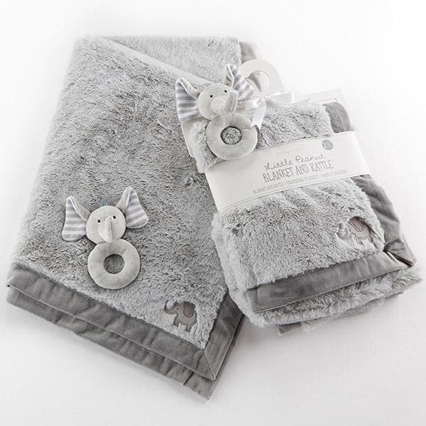 Little Peanut Elephant Blanket and Rattle Set