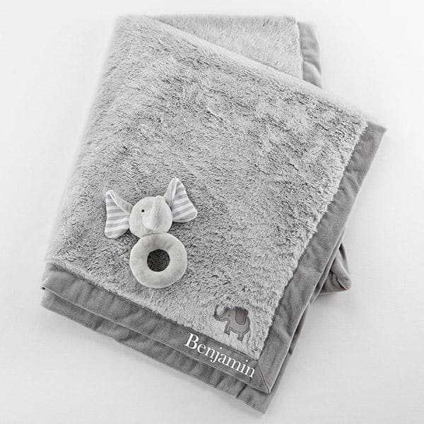 Little Peanut Elephant Blanket and Rattle Set