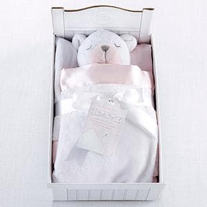 Beary Sleepy Plush Plus Blanket for Baby - Pink (Personalization Available)