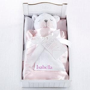 Beary Sleepy Plush Plus Blanket for Baby - Pink (Personalization Available)