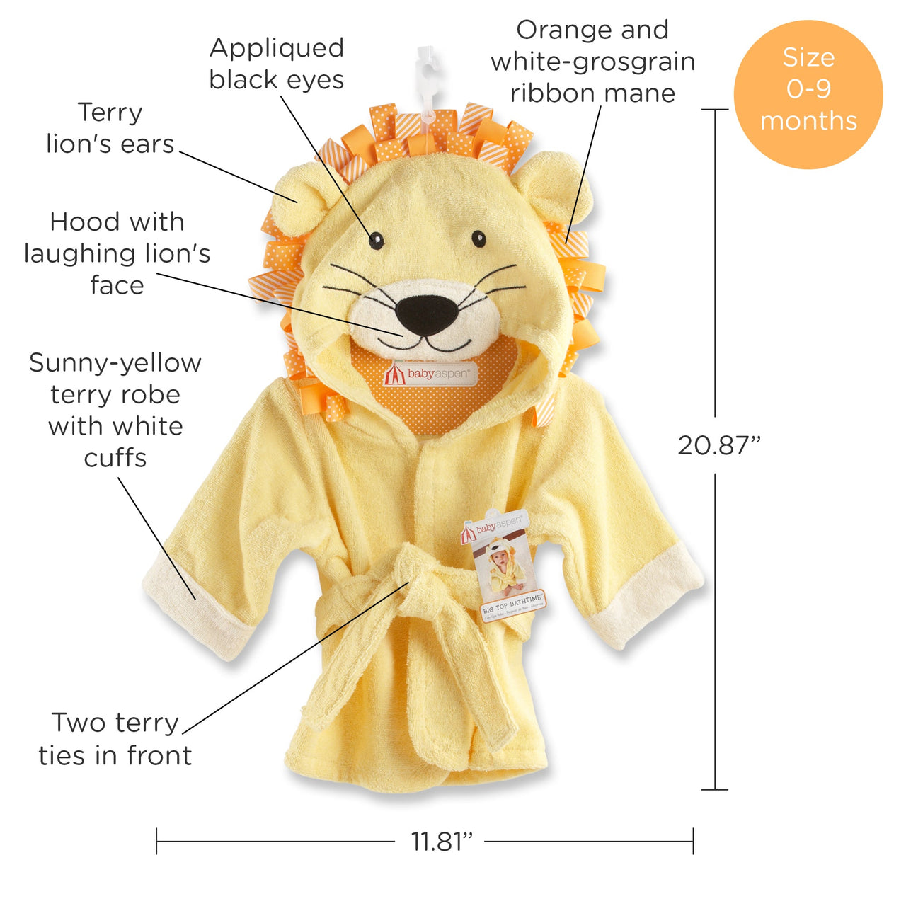 Big Top Bath Time Lion Hooded Spa Robe (Personalization Available)