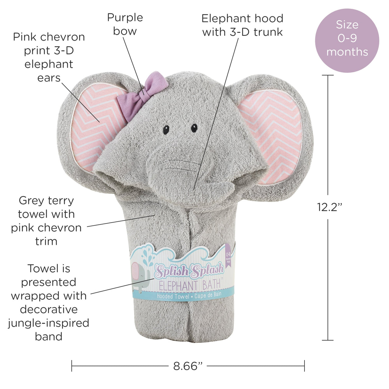 Splish Splash Elephant Bath Spa Hooded Towel