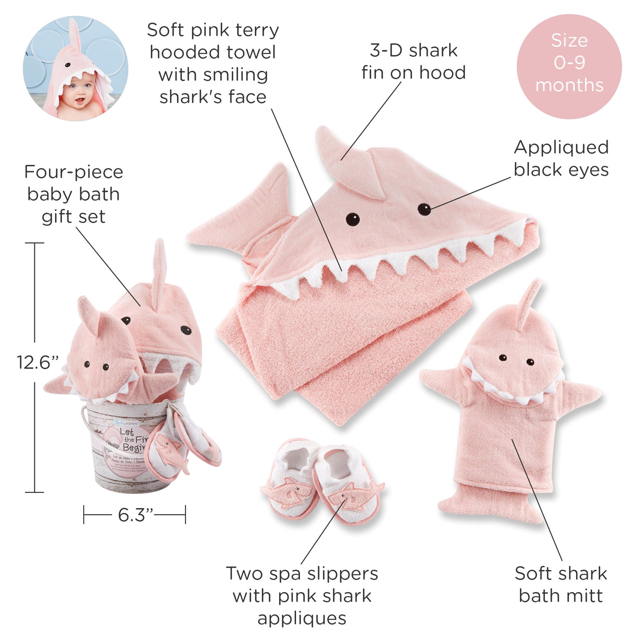 "Let the Fin Begin" 4-Piece Bath Gift Set (Pink)