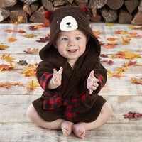 Thumbnail for Beary Bundled Brown and Red Hooded Robe (Personalization Available)