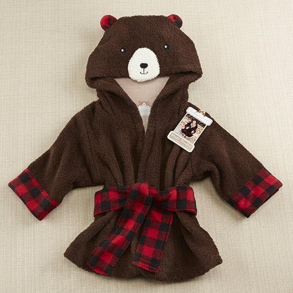 Beary Bundled Brown and Red Hooded Robe (Personalization Available)
