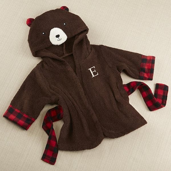 Beary Bundled Brown and Red Hooded Robe (Personalization Available)