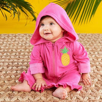 Thumbnail for Tropical Pineapple Hooded Beach Zip Up (Personalization Available)