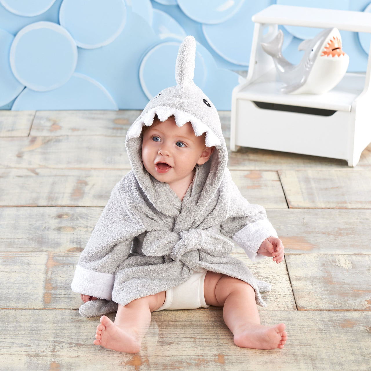 Shark Pattern Robe Let The Fin Begin Gray Shark Robe (Personalization Available) – Corner ...