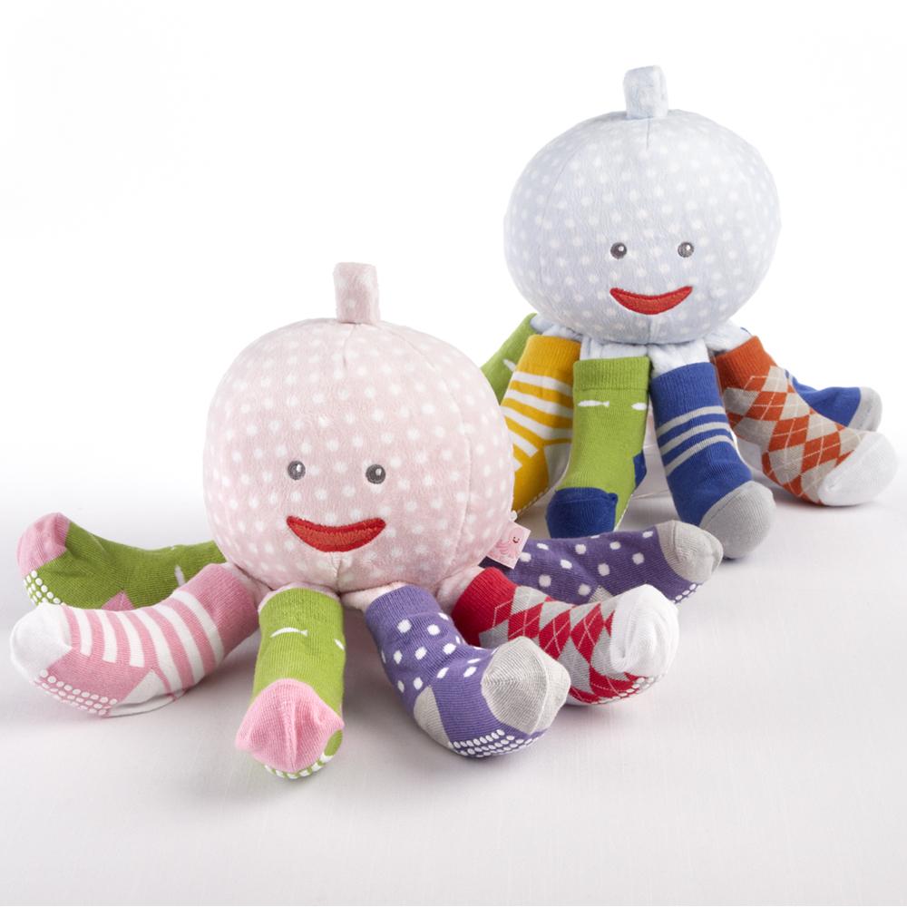 Mrs. Sock T. Pus Plush Octopus with 4 Pairs of Socks (Pink)
