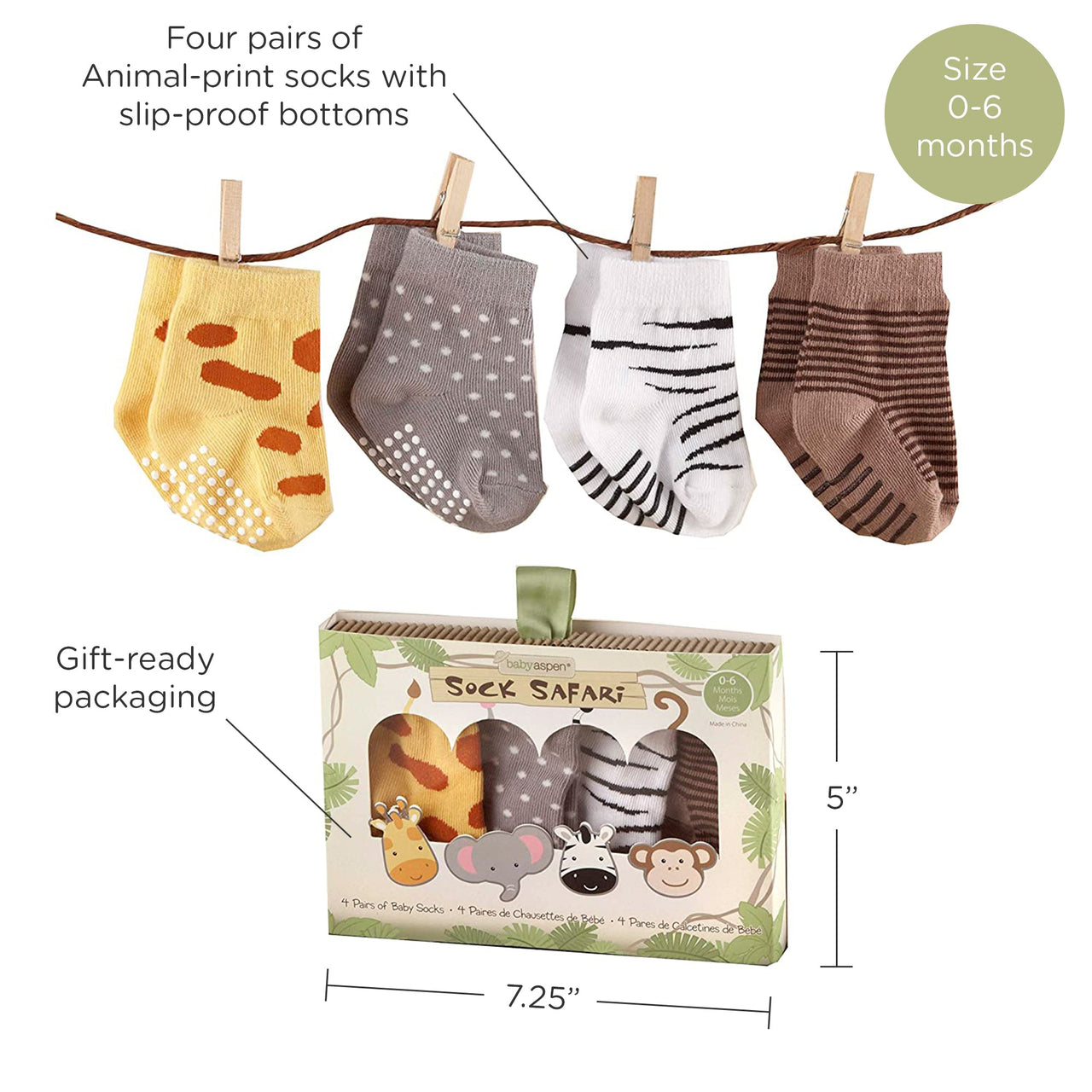 Sock Safari 4-Pair Animal Themed Sock Set