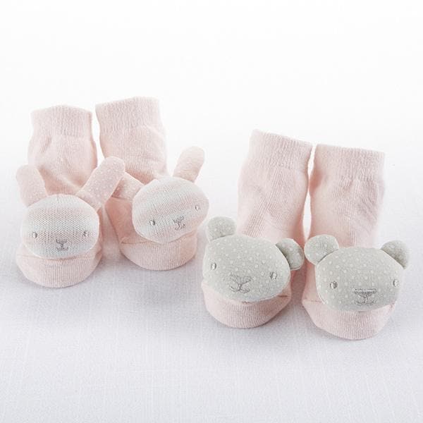 Bear & Bunny Pink Rattle Socks (2 Pairs)