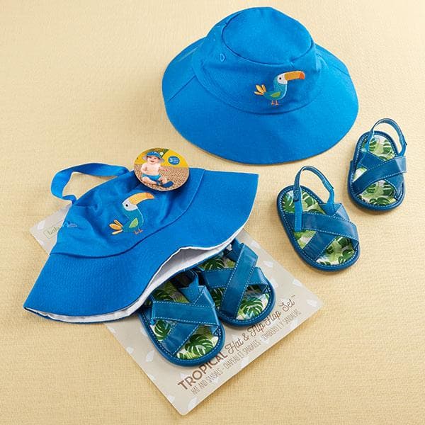 Tropical Beach Hat & Flip Flop Gift Set
