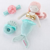 Thumbnail for Mia the Mermaid Plush Plus Headband & Rattle for Baby (Personalization Available)