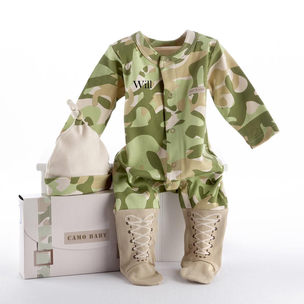 Big Dreamzzz Baby Camo 2-Piece Layette Set in "Backpack" Gift Box (Personalization Available)