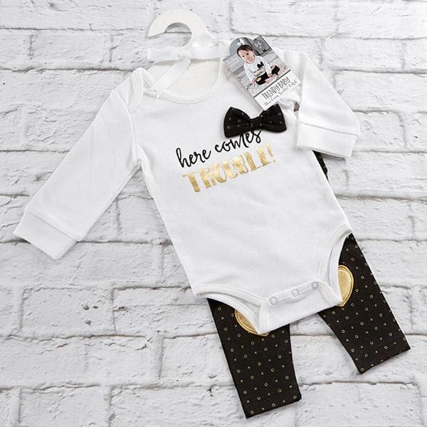 Trendy Baby Here Comes Trouble 2-Piece Outfit