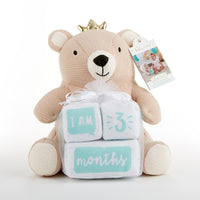 Thumbnail for My First Milestone Brown Bear Plush Plus Baby Age Blocks