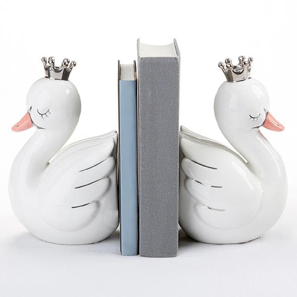 Swan Princess Porcelain Bookends