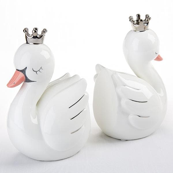 Swan Princess Porcelain Bookends