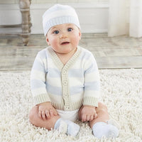 Thumbnail for Blue Stripe Cardigan and Cap