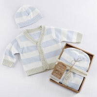 Thumbnail for Blue Stripe Cardigan and Cap