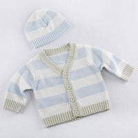 Thumbnail for Blue Stripe Cardigan and Cap