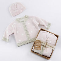 Thumbnail for Pink Polka Dot Cardigan and Cap