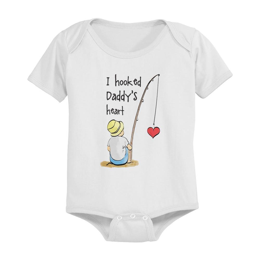 I Hooked Daddy's Heart Cotton Onesie