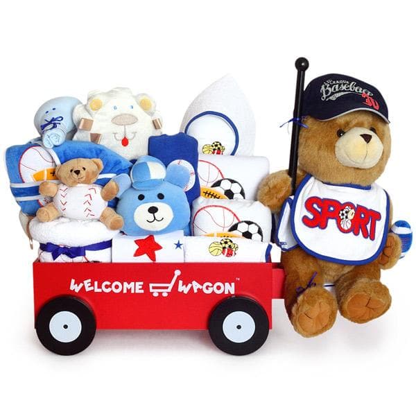 Super Deluxe Bear Baby Boy Welcome Wagon