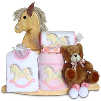 Thumbnail for Keepsake Rocking Horse & Layette Baby Gift Set (Personalization Available)