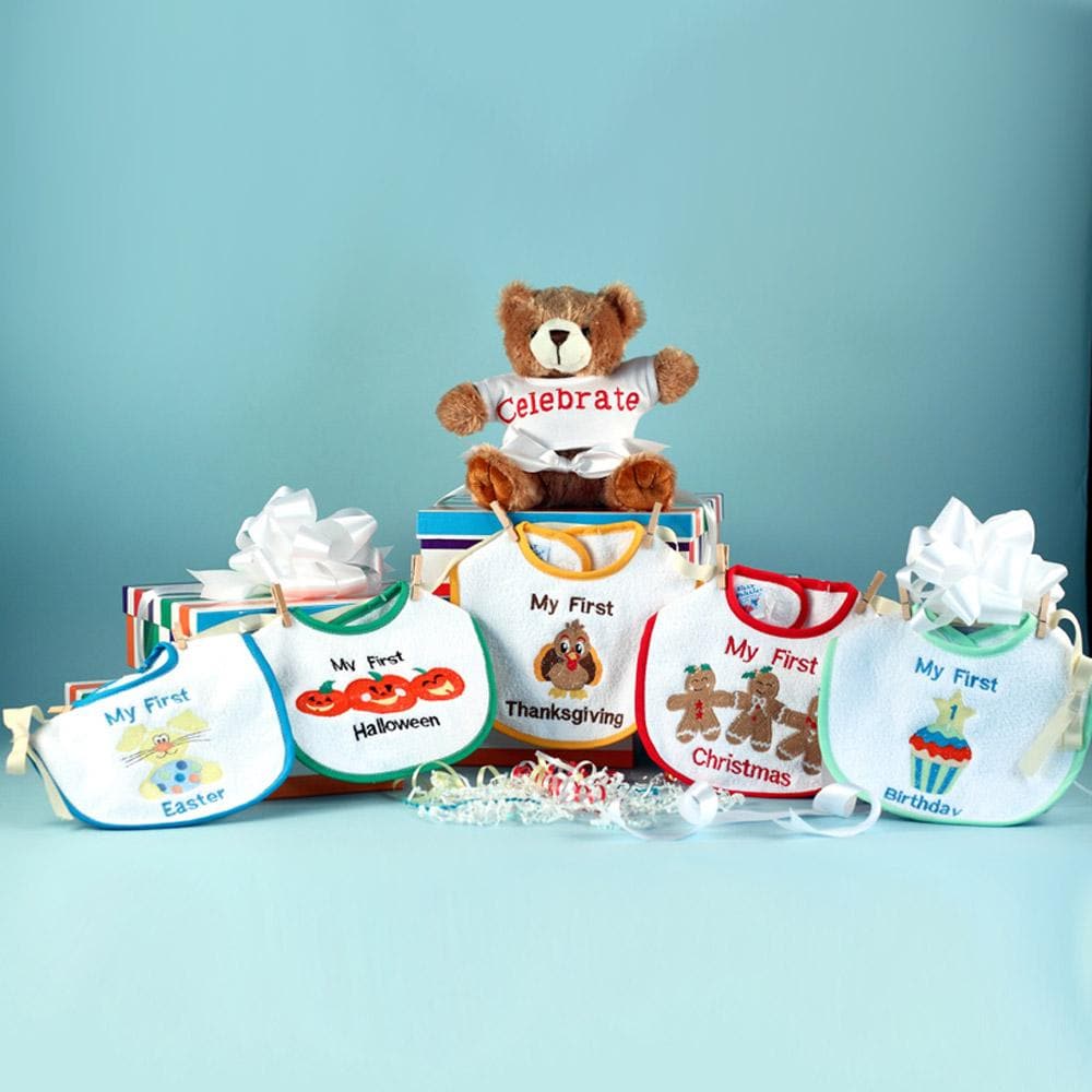 My First Holiday Bibs & Bear Gift Set