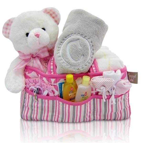 Personalized Baby Girl's First Teddy and Diaper Caddy