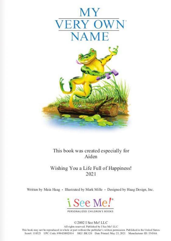 My Very Own Name Personalized Story Book