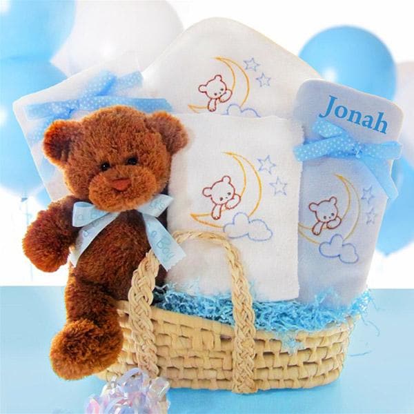 Personalized Beary Special Arrival Moses Gift Basket - Boy