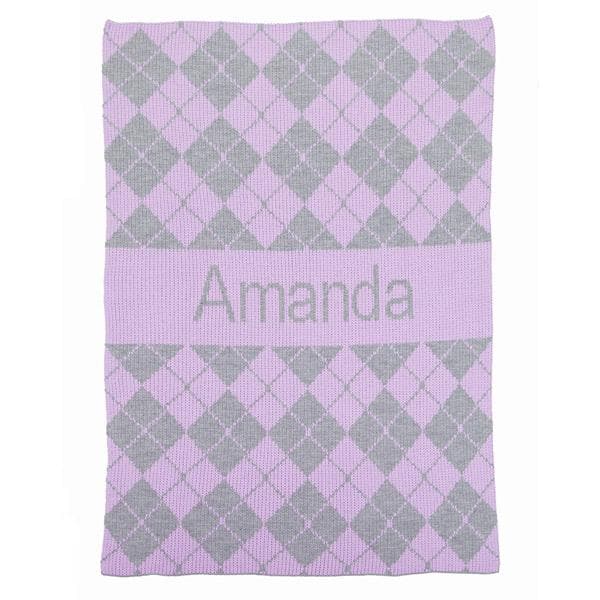 Personalized Argyle Stroller Blanket (Many Colors Available)