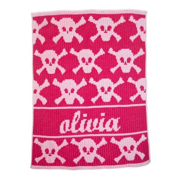 Personalized Lots of Skulls & Crossbones Stroller Blanket (Many Colors Available)