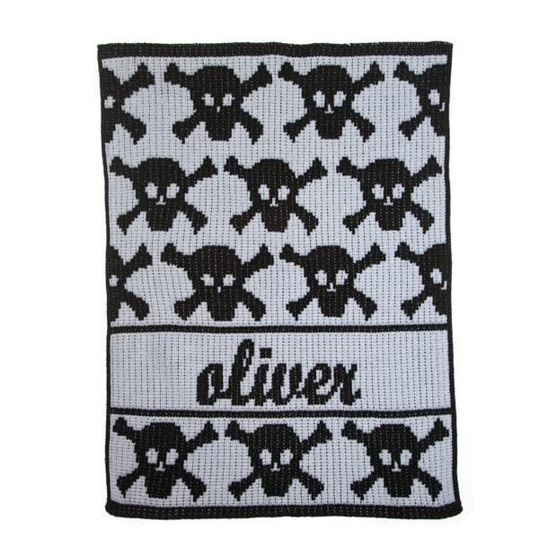 Personalized Lots of Skulls & Crossbones Stroller Blanket (Many Colors Available)