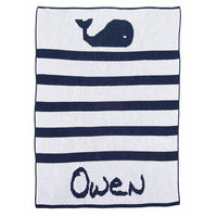 Thumbnail for Personalized Whales & Stripes Stroller Blanket (Many Colors Available)