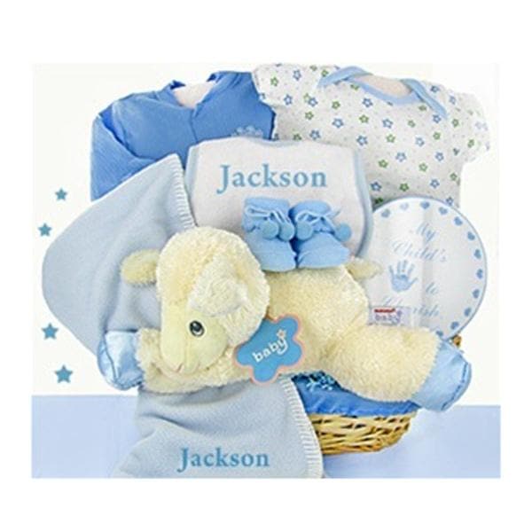 Personalized Lamby Nap Time Gift Basket - Boy