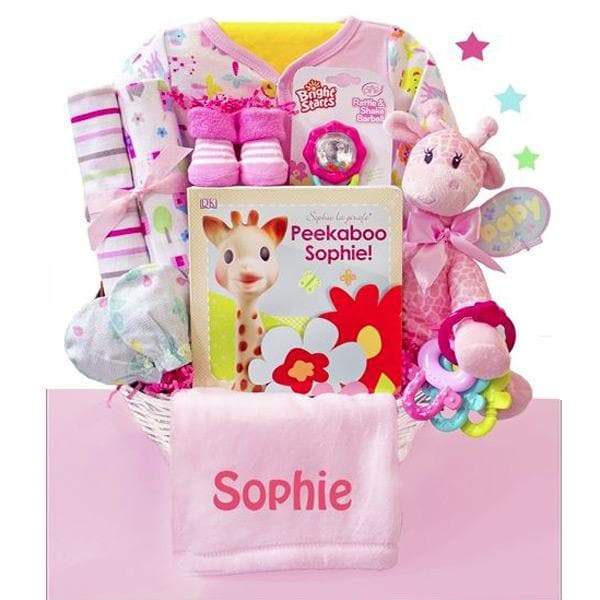 Personalized Little Safari Baby Girl Gift Basket