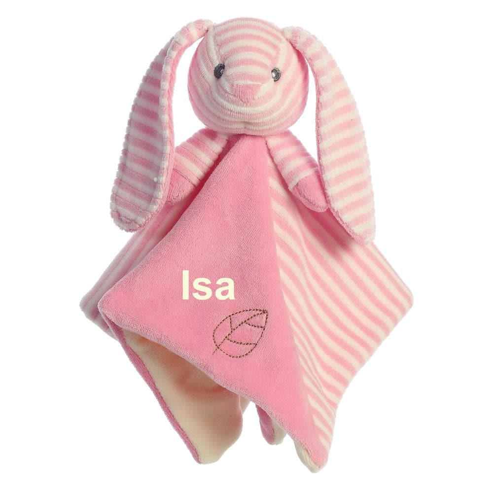 Pink & White Bunny Lovey Security Blanket (Personalization Available)