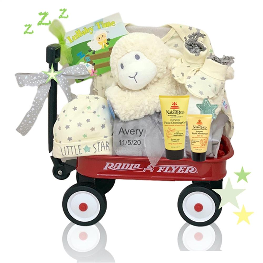 Lullaby Lamb Mini Radio Flyer Wagon Gift Basket (Personalization Available)
